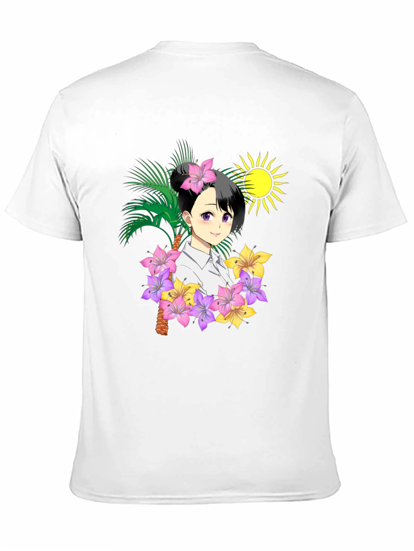Anime Girl Hawaiian Shirt Black T-Shirt