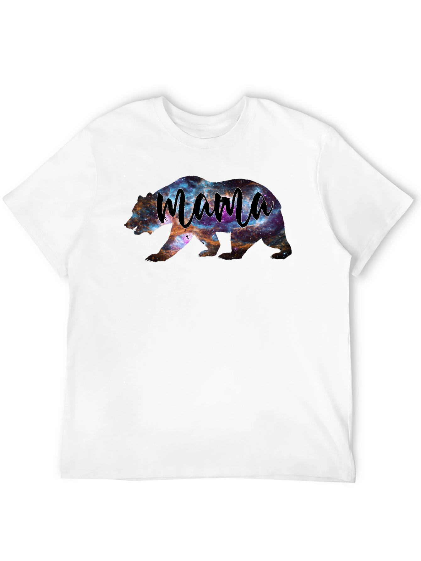 Mama Bear Galaxy Print Black T-Shirt