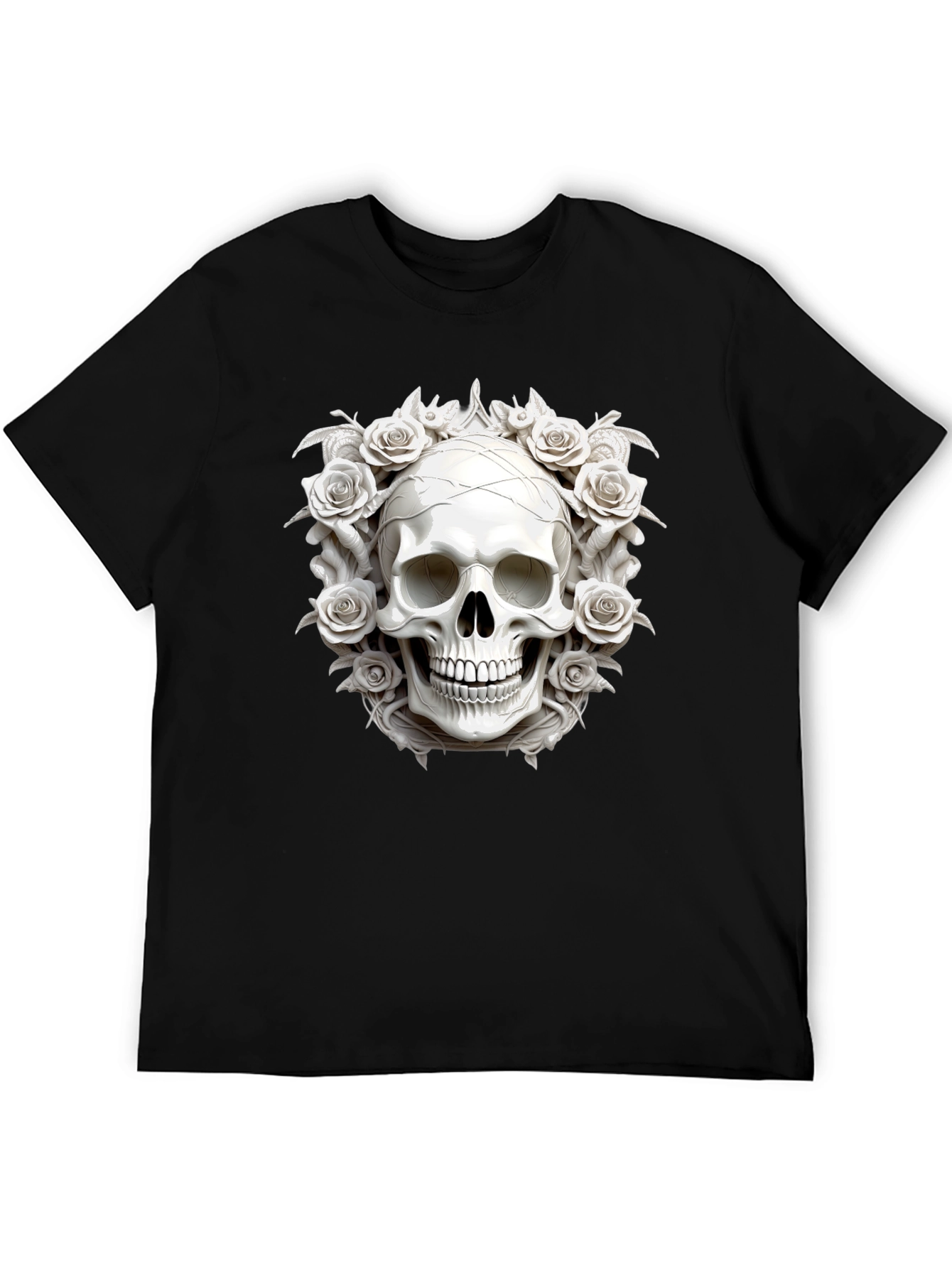 Skull & Roses Graphic Tee - Black