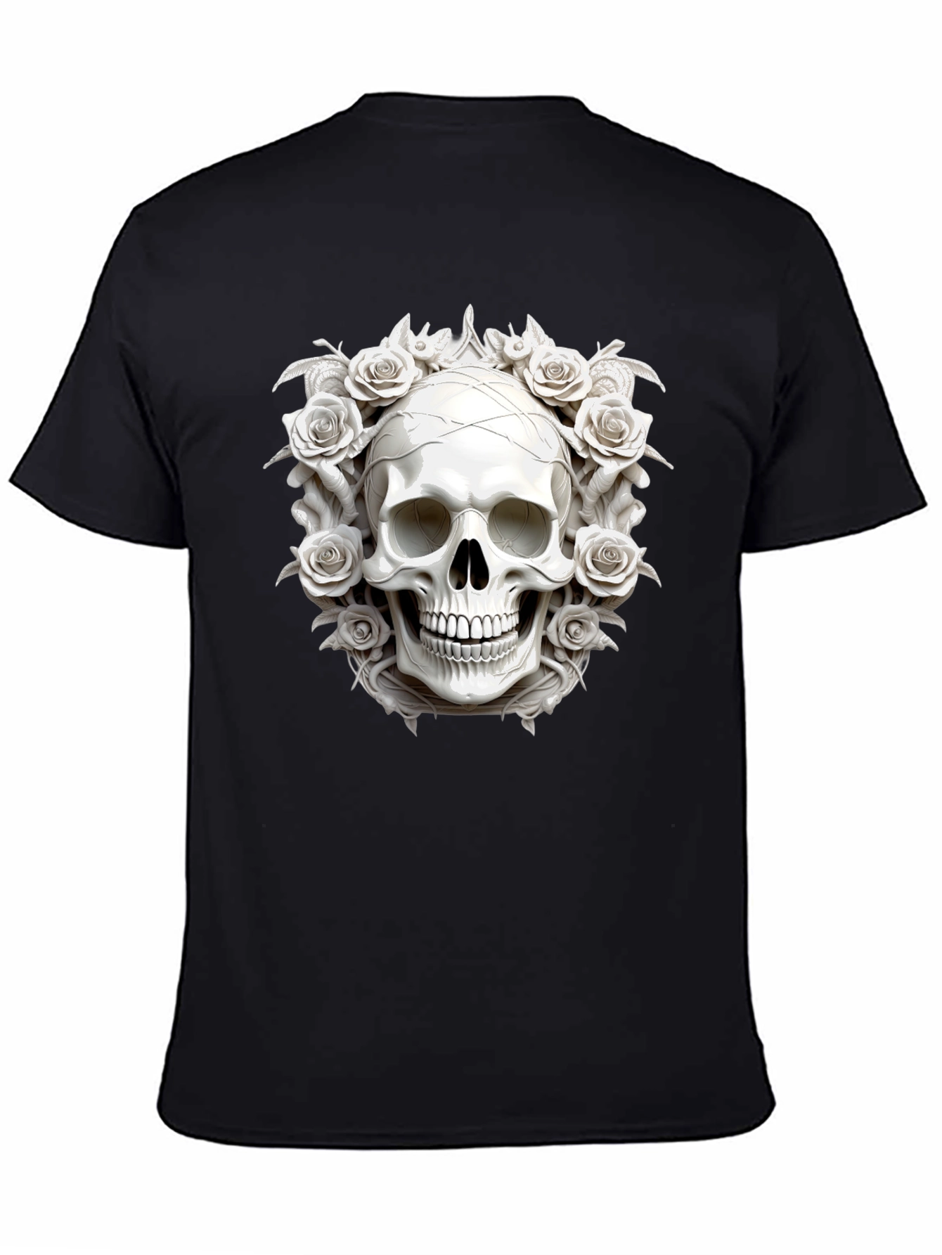 Skull & Roses Graphic Tee - Black