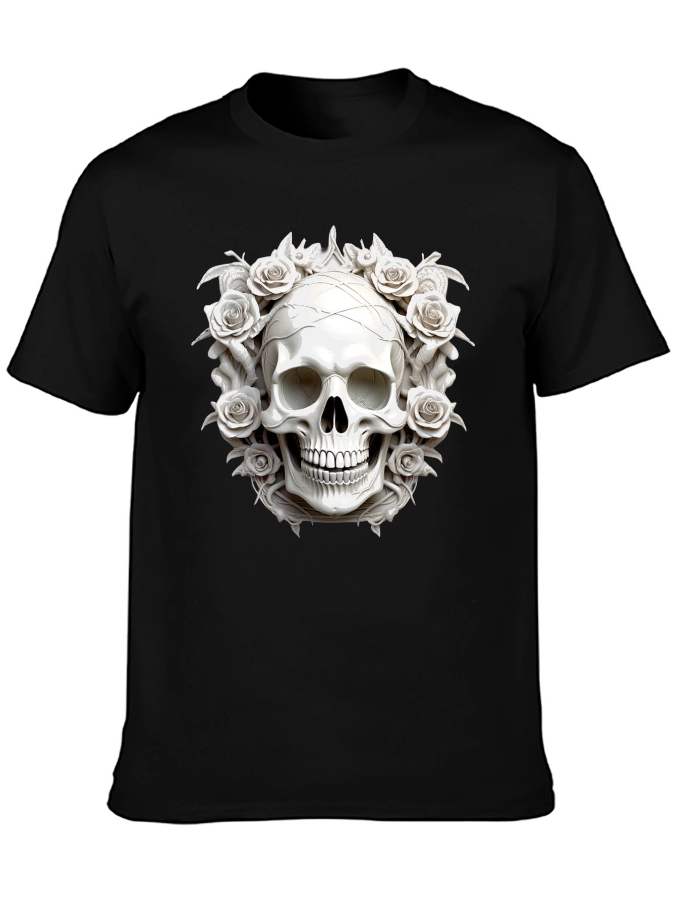Skull & Roses Graphic Tee - Black