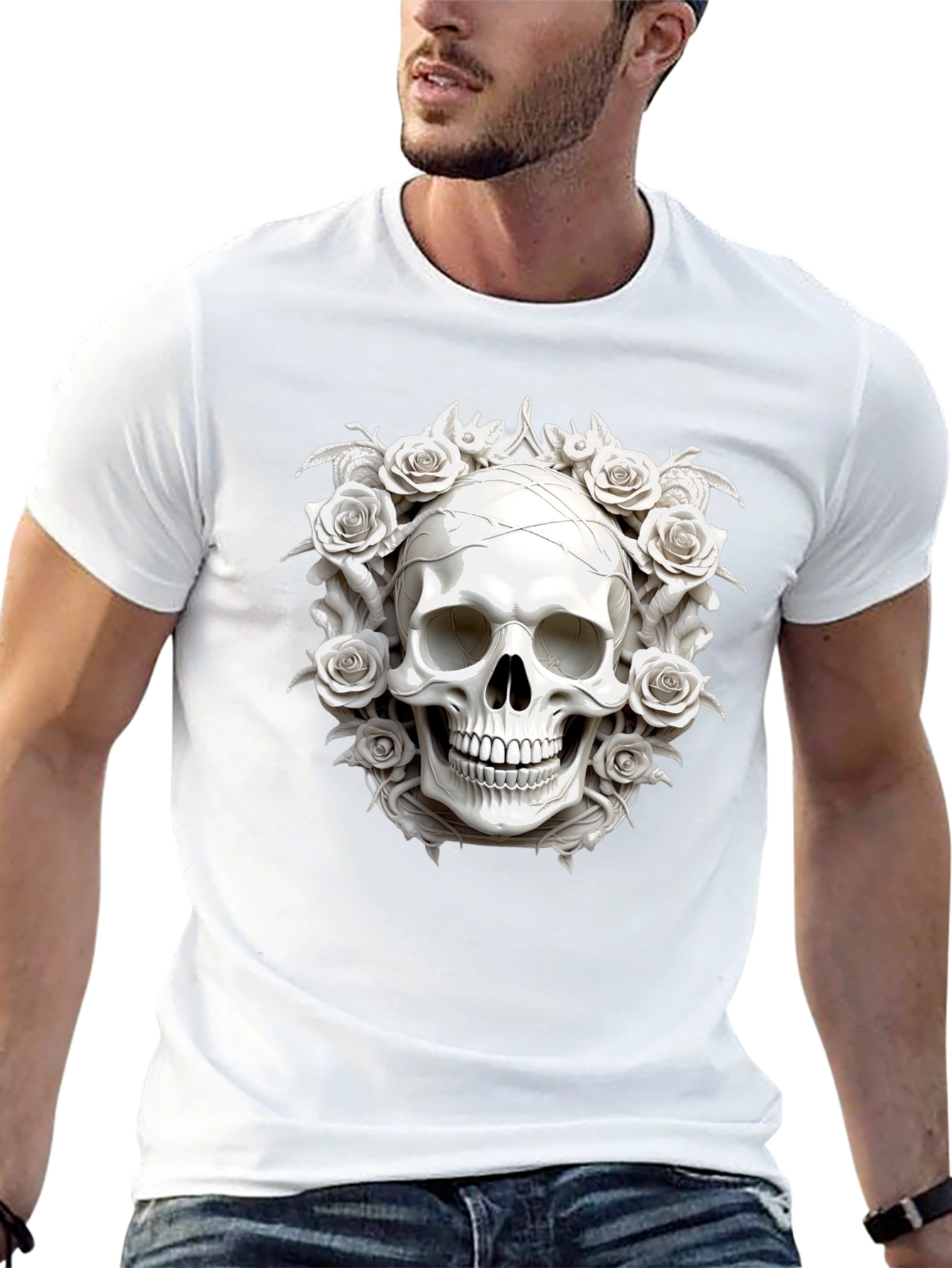 Skull & Roses Graphic Tee - Black
