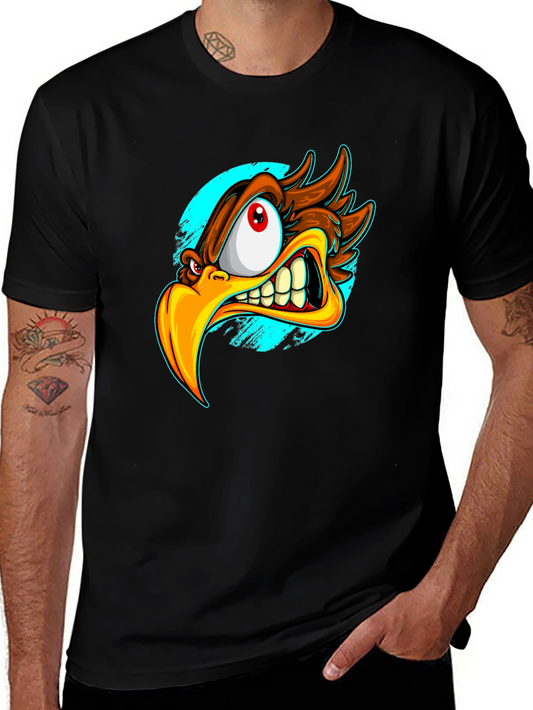 Angry Eagle Graphic T-Shirt - Bold Cartoon Bird Design