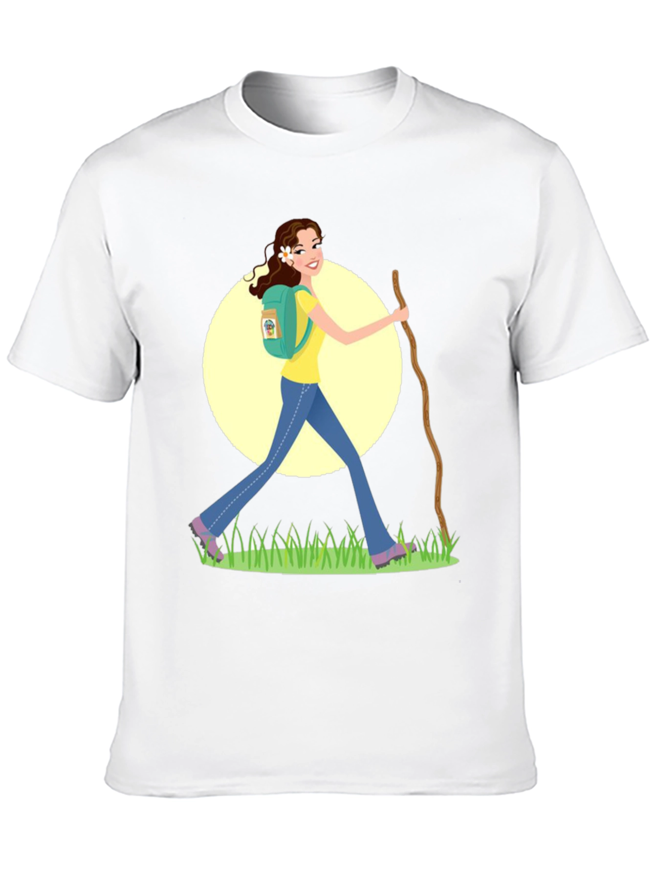 Hiking Woman Graphic Tee - Black Cotton Blend