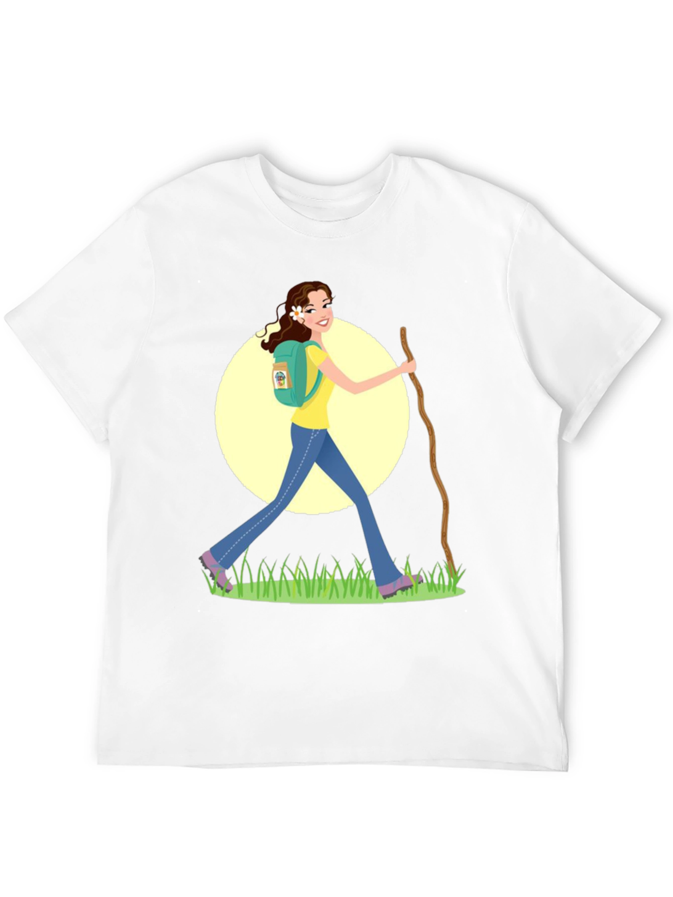 Hiking Woman Graphic Tee - Black Cotton Blend