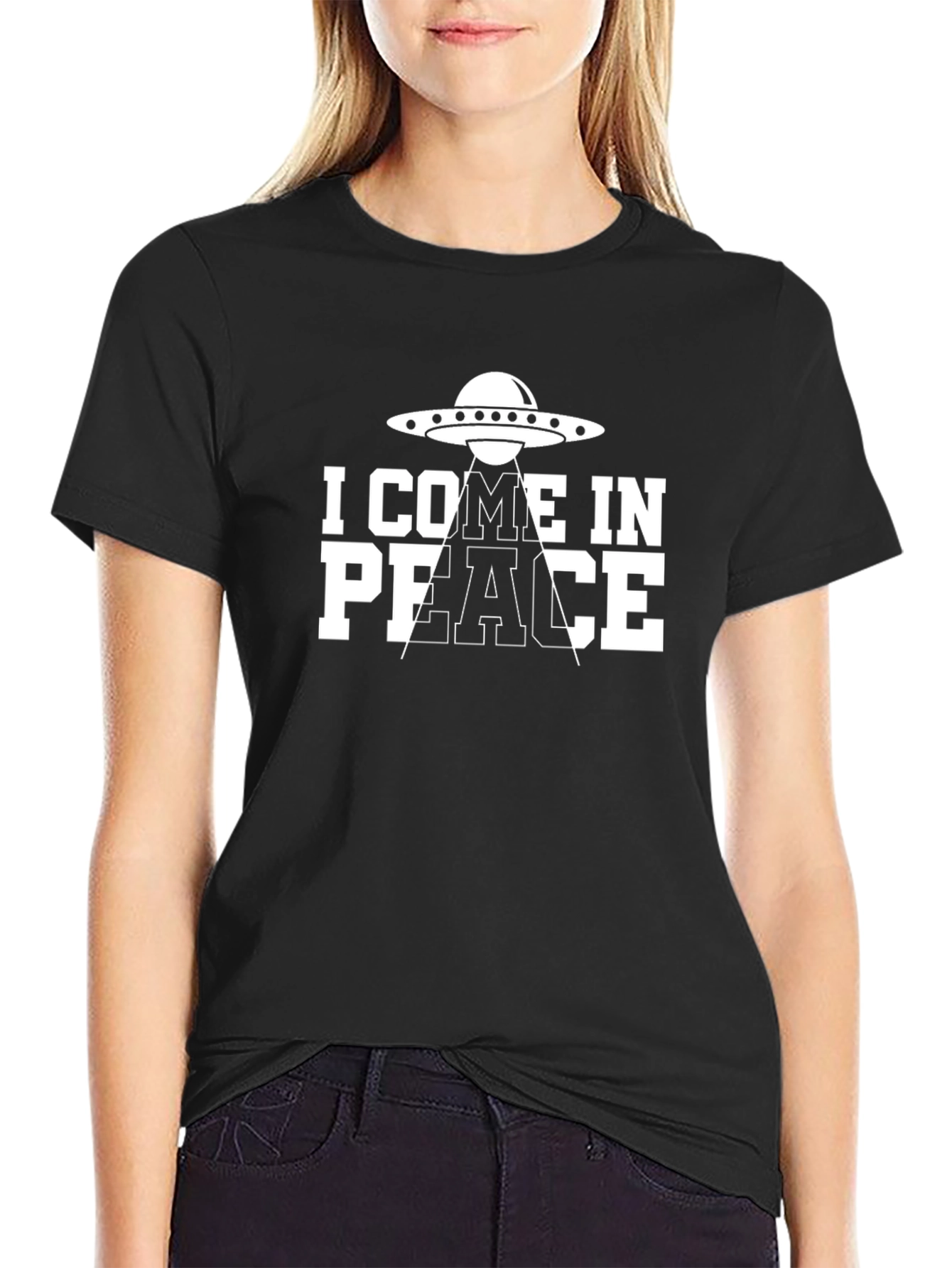 I Come In Peace Alien Abduction Black T-Shirt