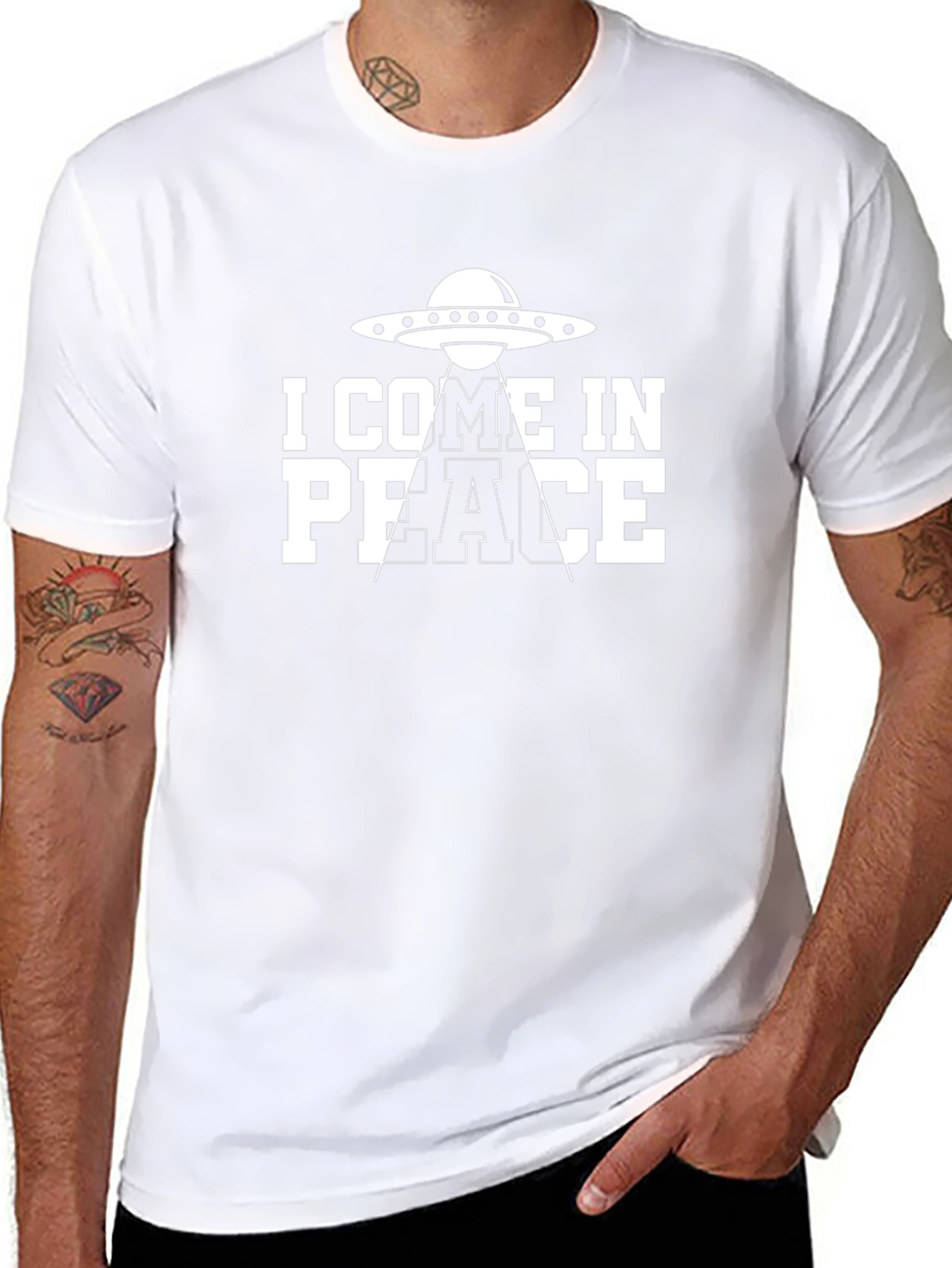 I Come In Peace Alien Abduction Black T-Shirt