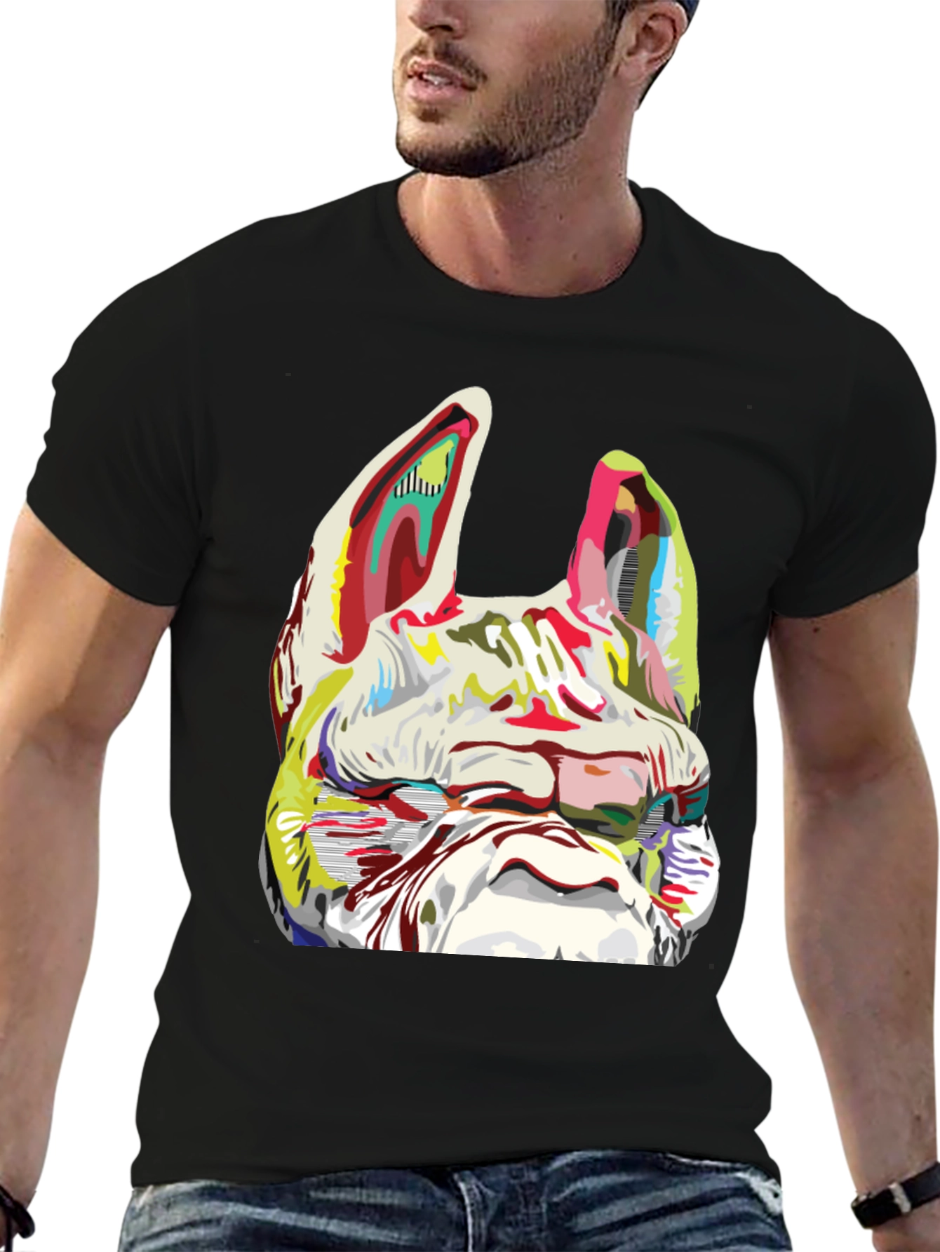 Dog Graphic Print Crew Neck T-Shirt