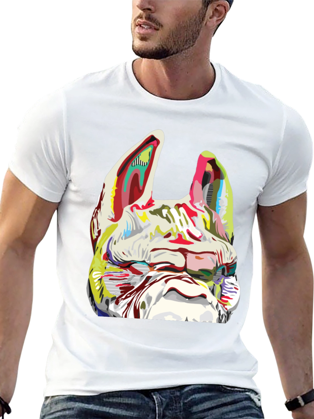 Dog Graphic Print Crew Neck T-Shirt