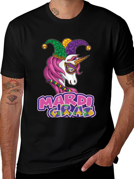 Mardi Gras Unicorn Graphic T-Shirt