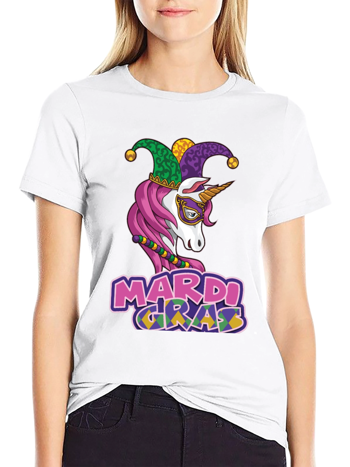 Mardi Gras Unicorn Graphic T-Shirt
