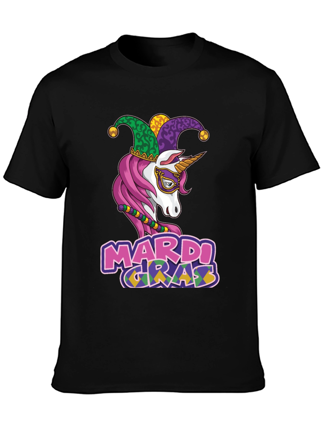 Mardi Gras Unicorn Graphic T-Shirt