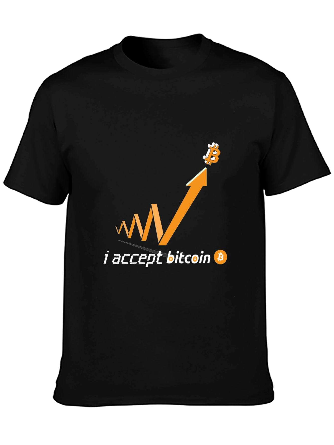 I Accept Bitcoin Black T-Shirt Crypto Currency Tee