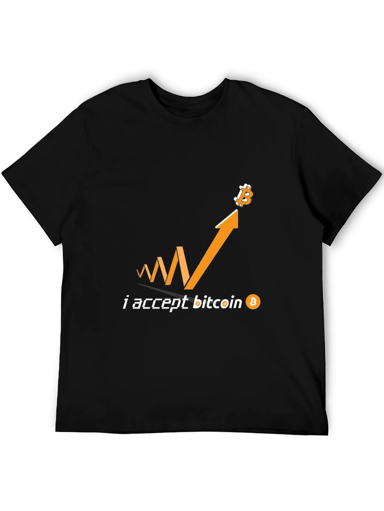 I Accept Bitcoin Black T-Shirt Crypto Currency Tee