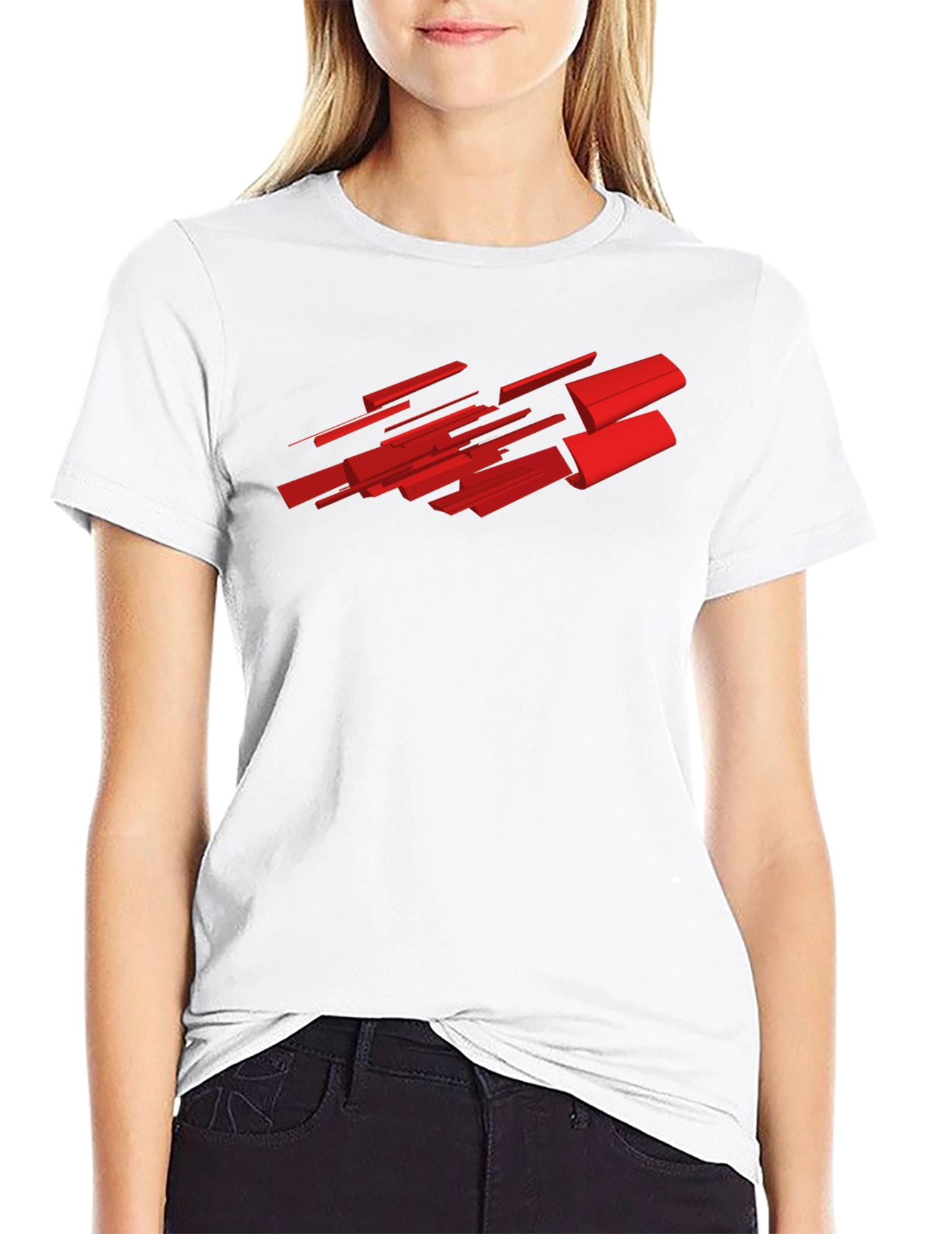 Abstract Red Graphic Black T-Shirt