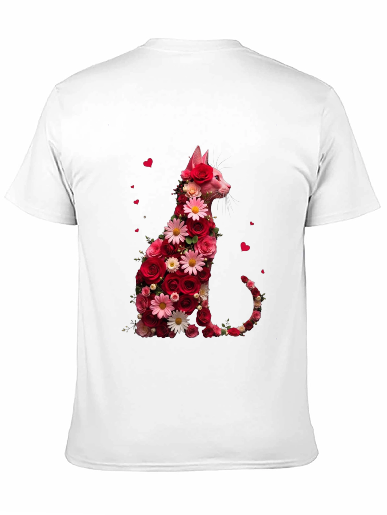 Floral Cat Graphic Tee - Stylish Unisex T-Shirt