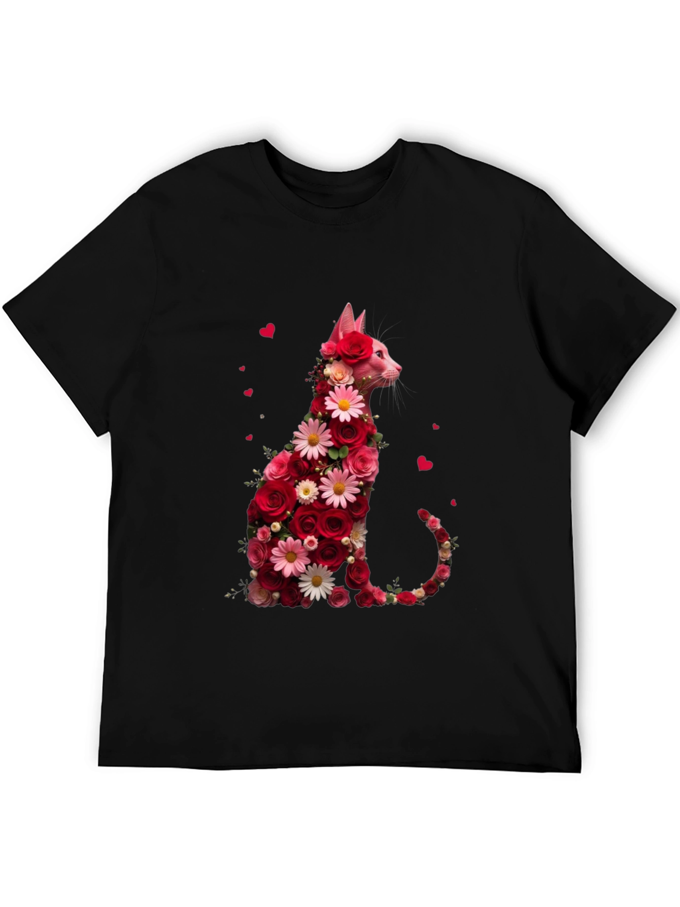 Floral Cat Graphic Tee - Stylish Unisex T-Shirt