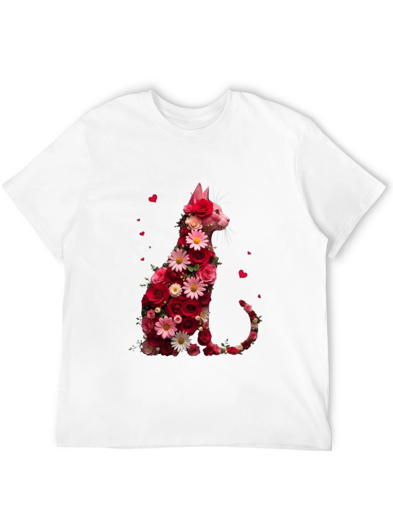 Floral Cat Graphic Tee - Stylish Unisex T-Shirt