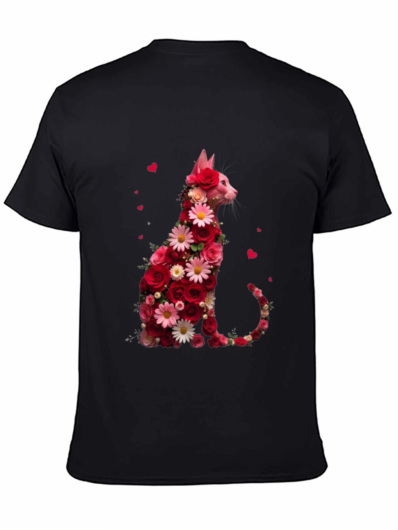 Floral Cat Graphic Tee - Stylish Unisex T-Shirt