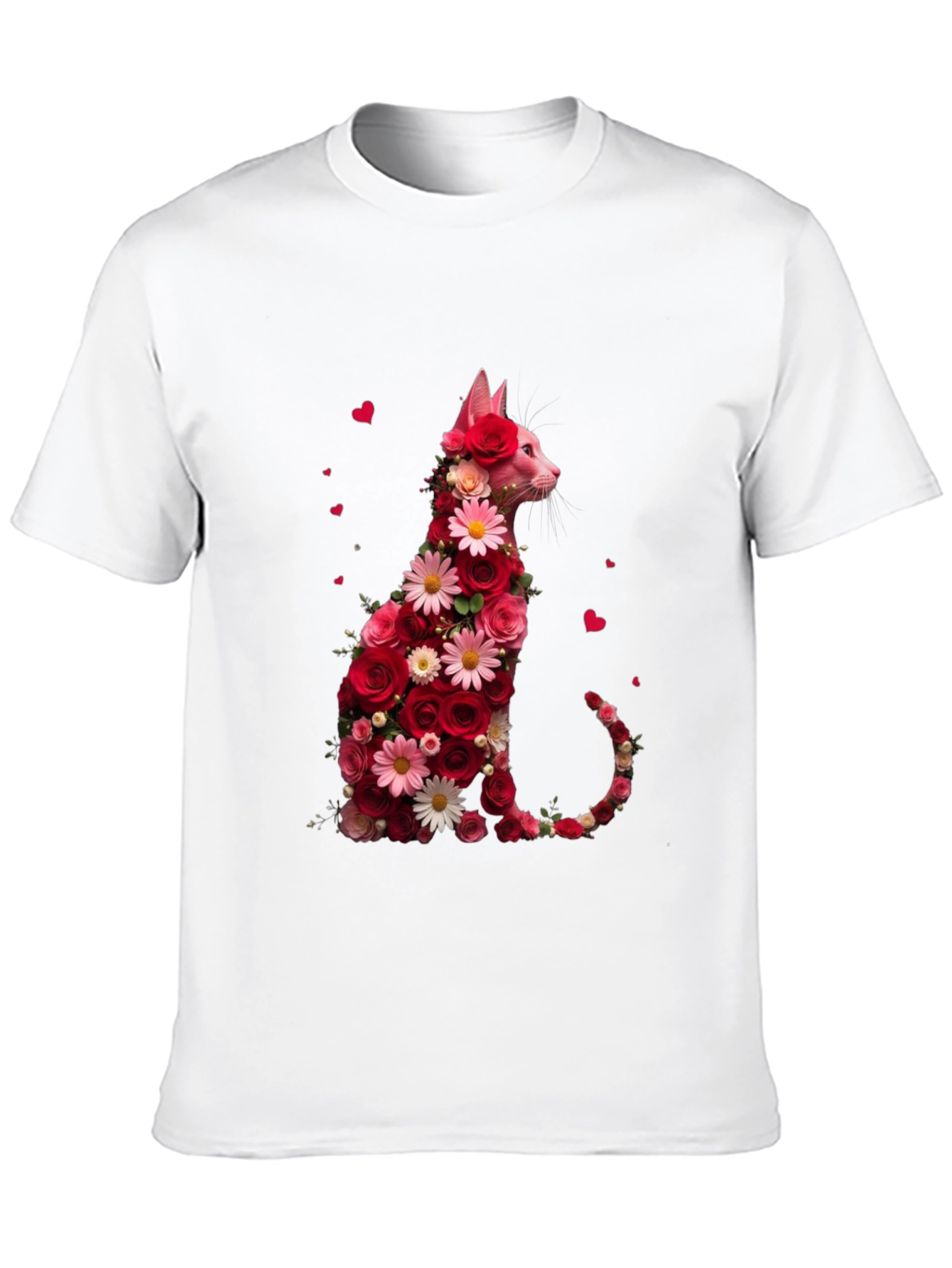 Floral Cat Graphic Tee - Stylish Unisex T-Shirt