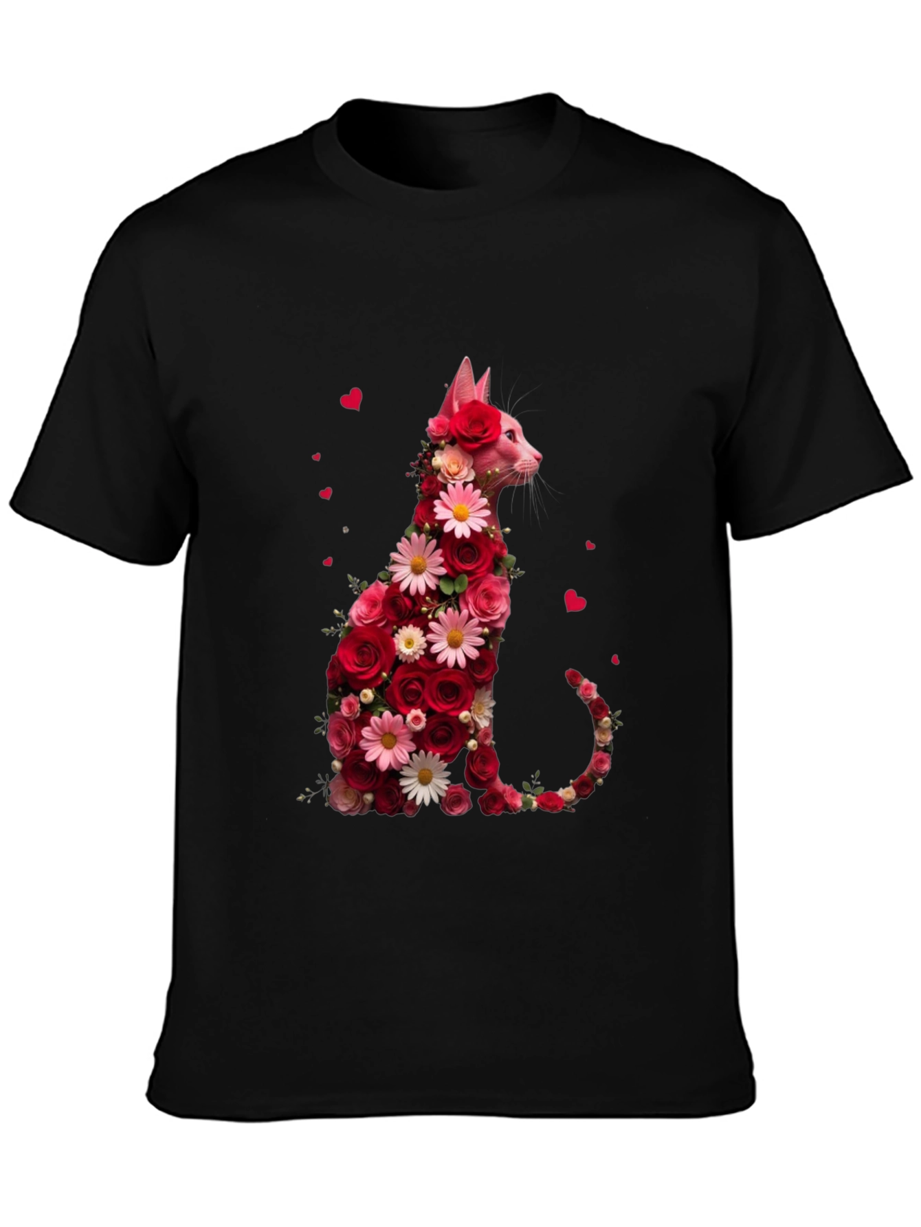 Floral Cat Graphic Tee - Stylish Unisex T-Shirt