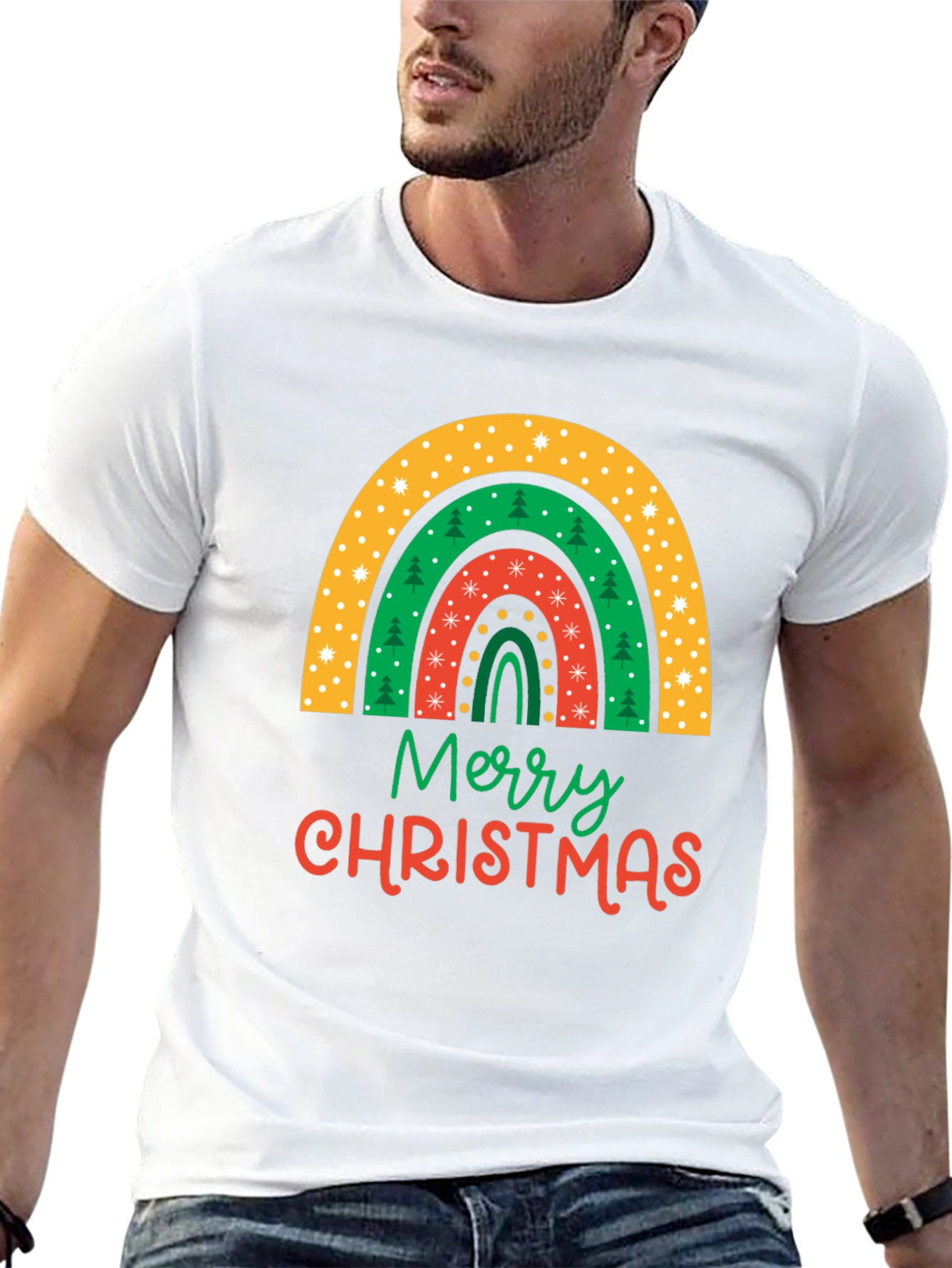 Merry Christmas Rainbow Graphic Tee