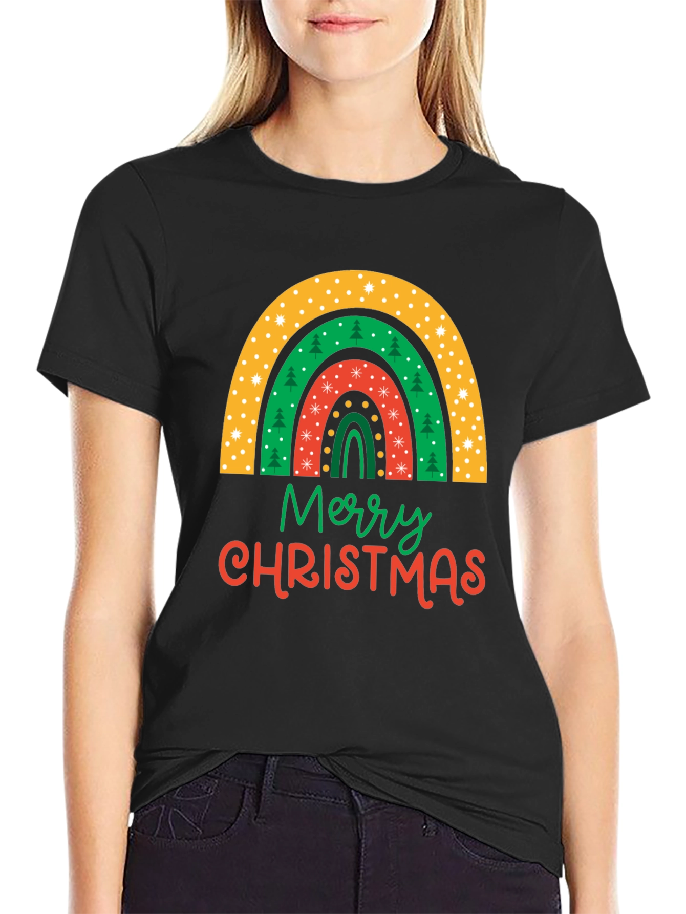 Merry Christmas Rainbow Graphic Tee