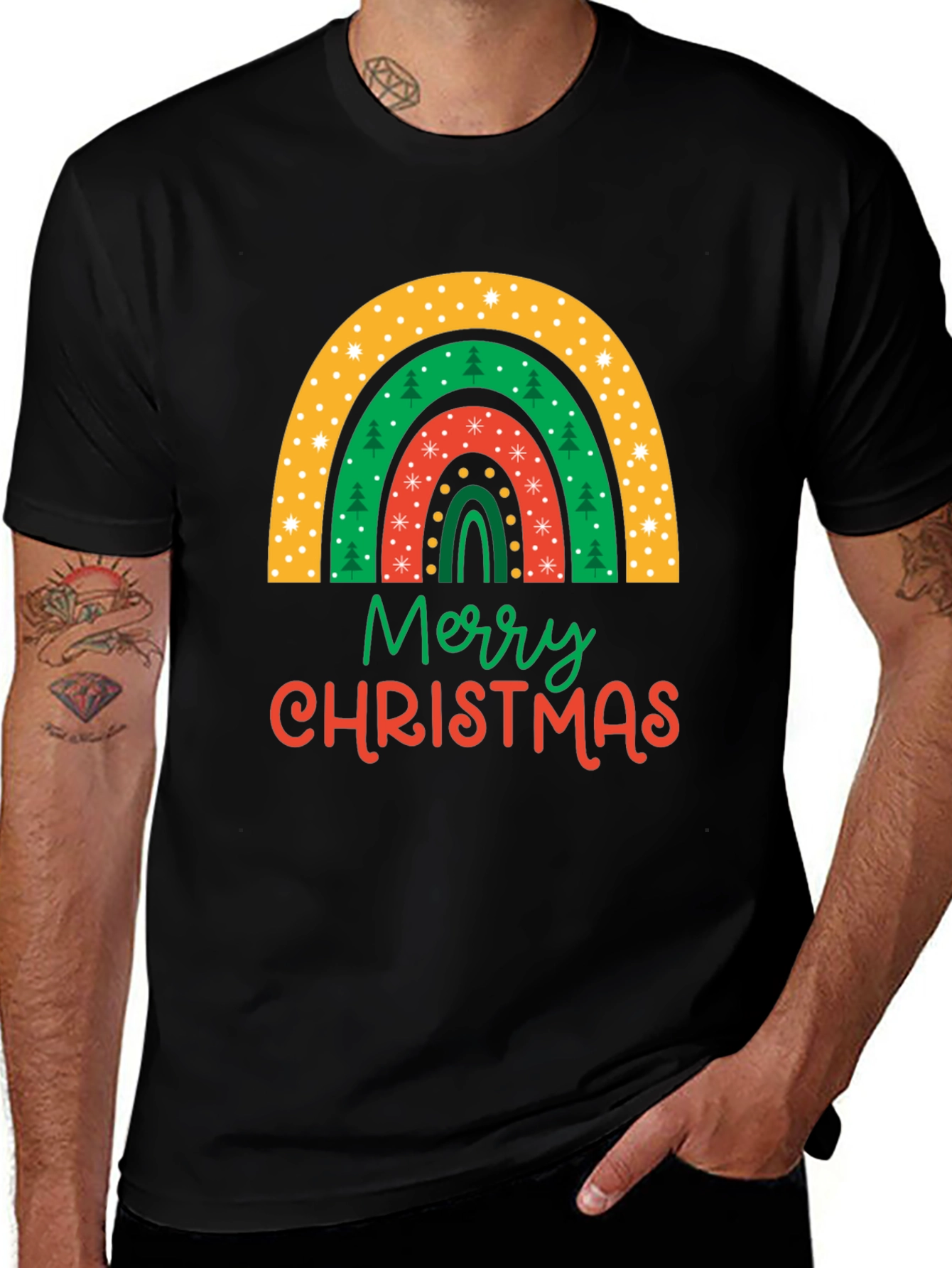 Merry Christmas Rainbow Graphic Tee