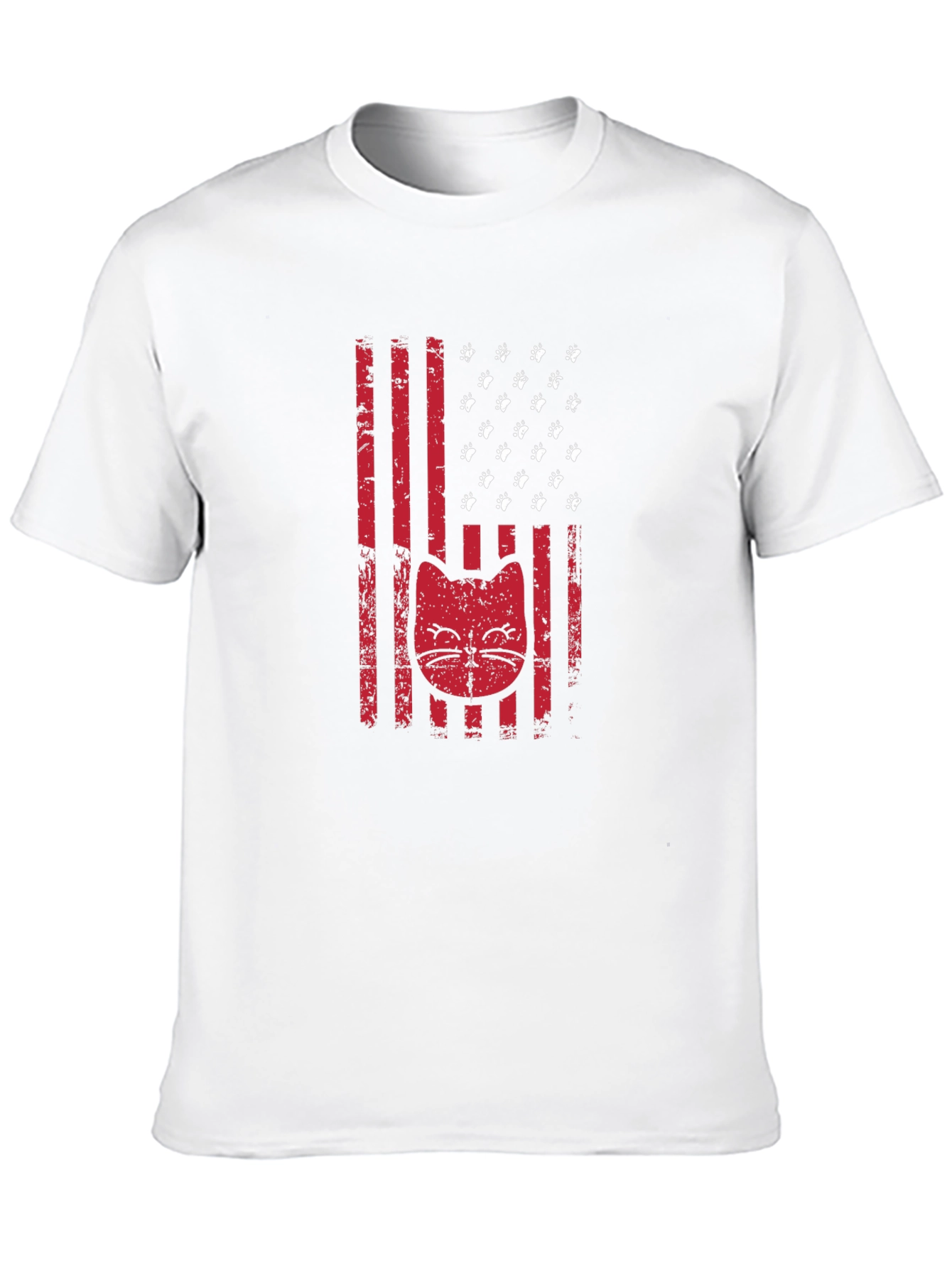 Patriotic Cat Paw Print American Flag Graphic T-Shirt