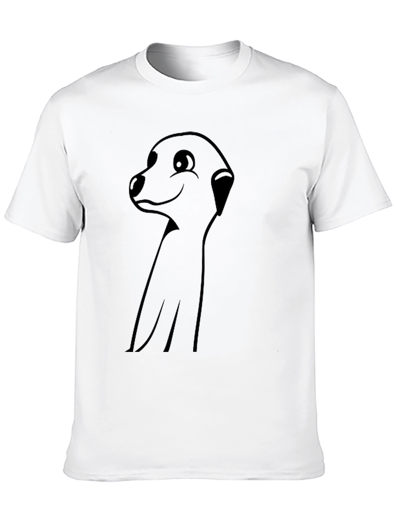 Meerkat Cartoon Graphic Tee - Black Casual T-Shirt