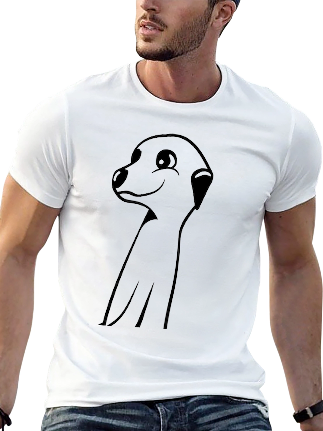 Meerkat Cartoon Graphic Tee - Black Casual T-Shirt