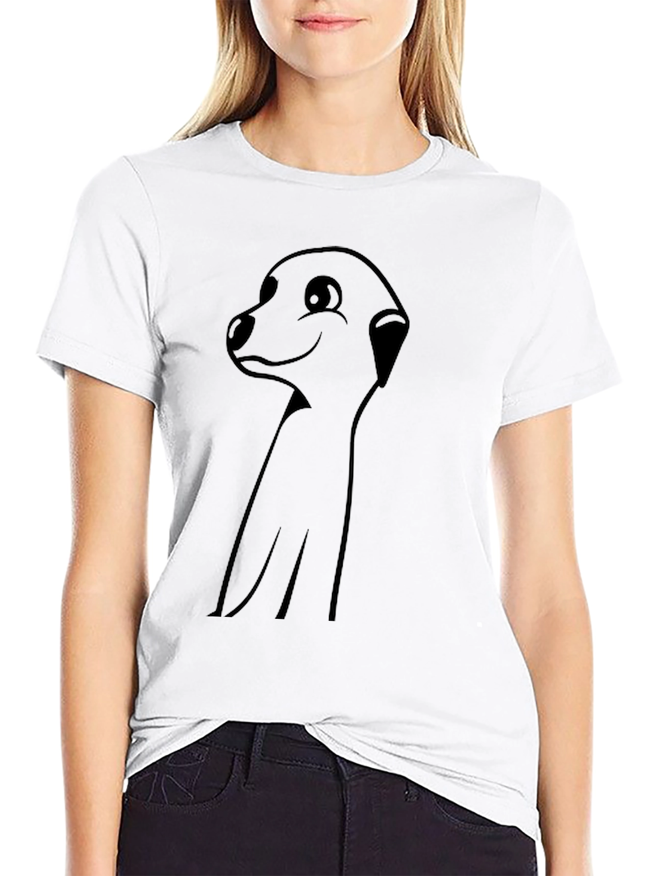 Meerkat Cartoon Graphic Tee - Black Casual T-Shirt