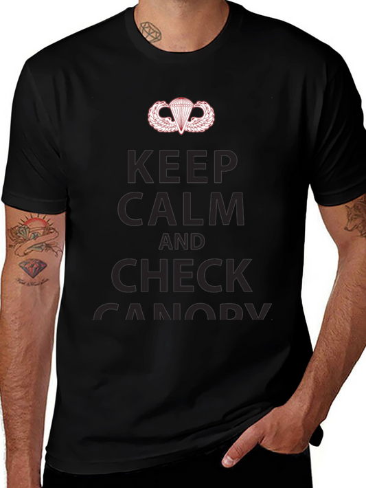 Keep Calm & Check Canopy Black T-Shirt
