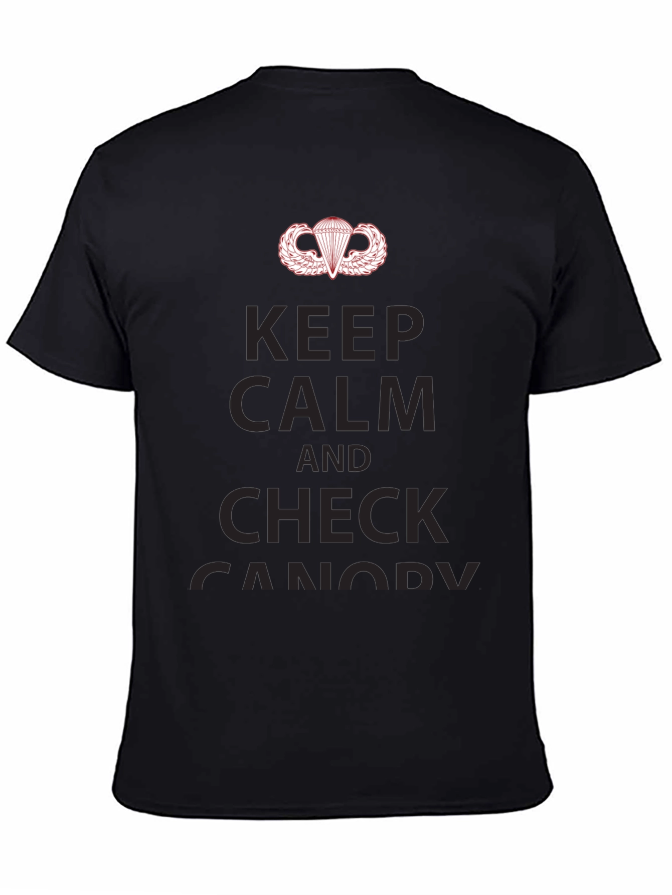 Keep Calm & Check Canopy Black T-Shirt