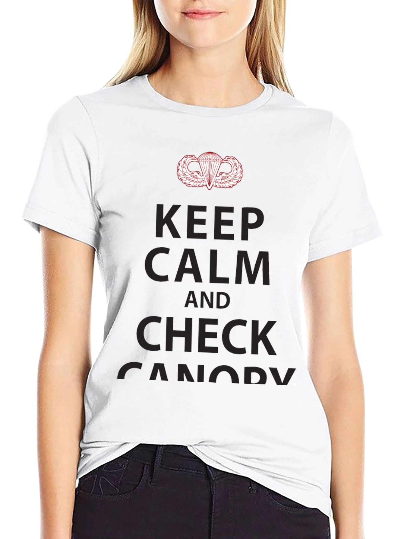 Keep Calm & Check Canopy Black T-Shirt