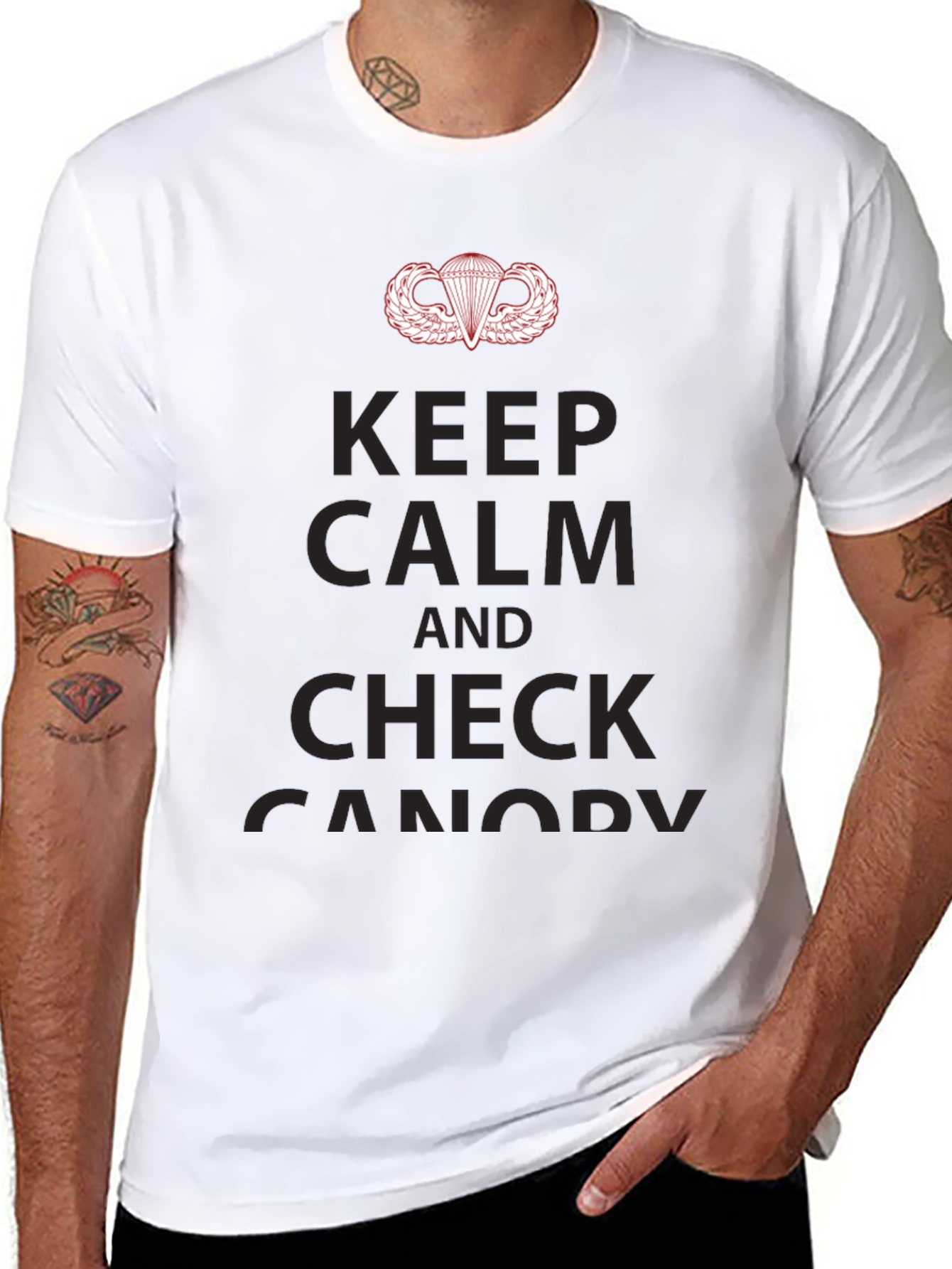 Keep Calm & Check Canopy Black T-Shirt