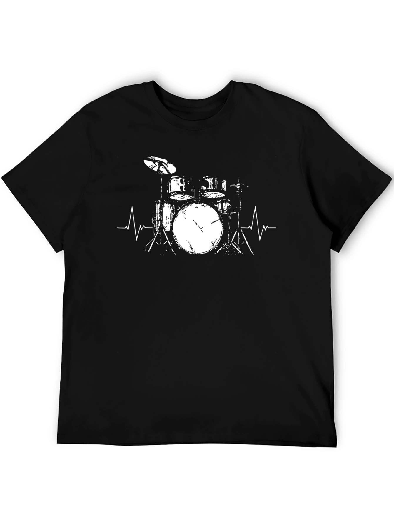 Drum Kit Heartbeat Graphic Tee - Black