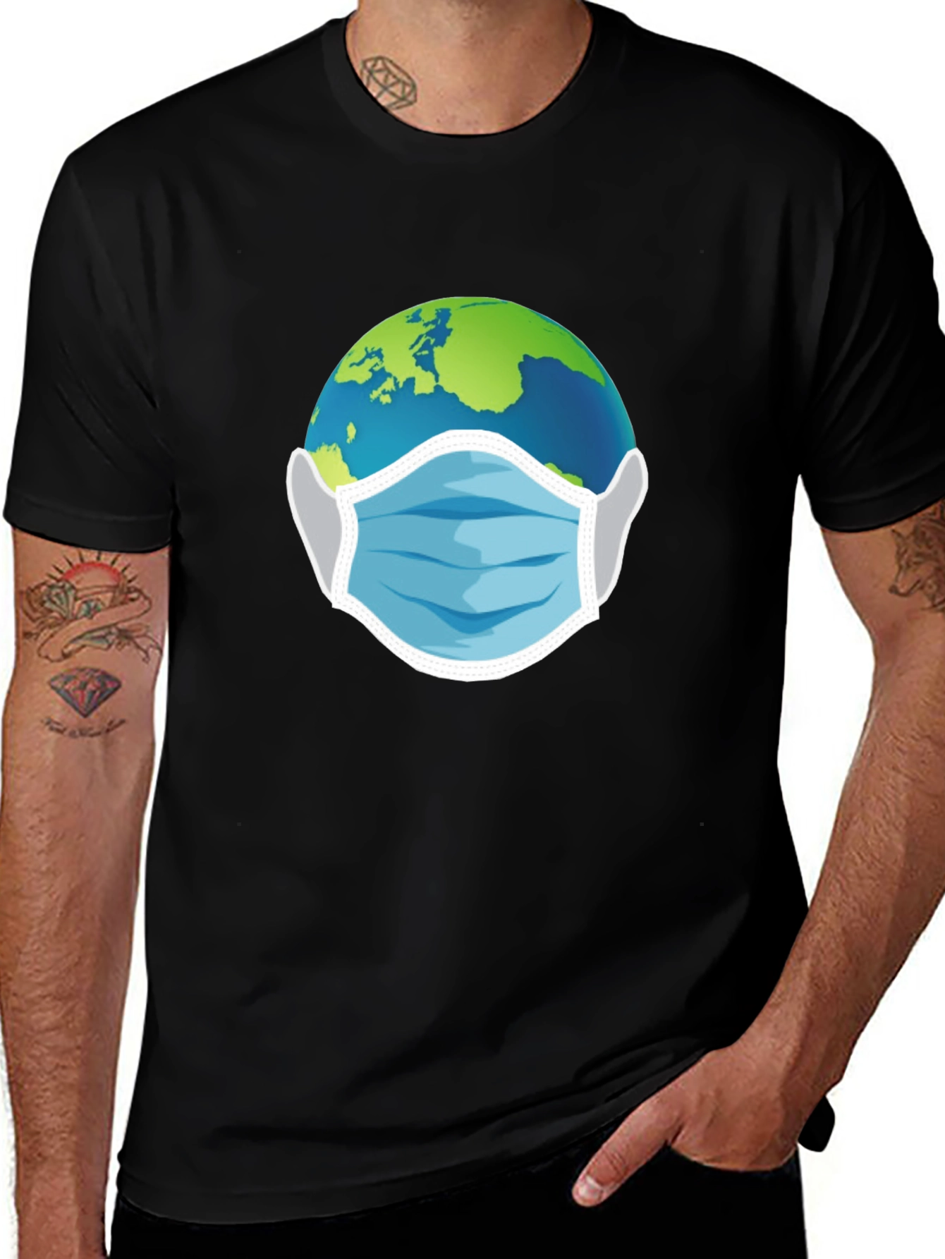 Earth With Mask Graphic Tee