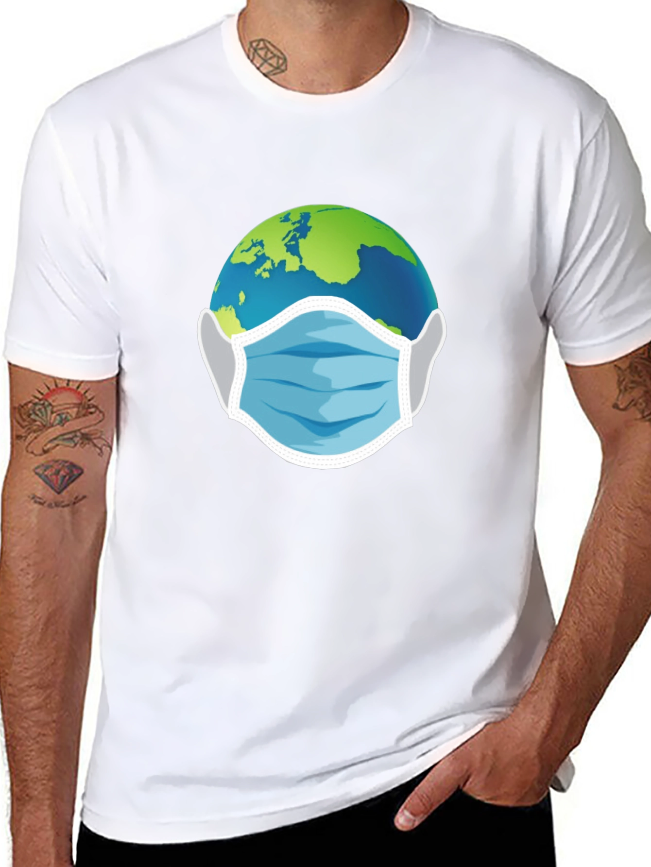 Earth With Mask Graphic Tee