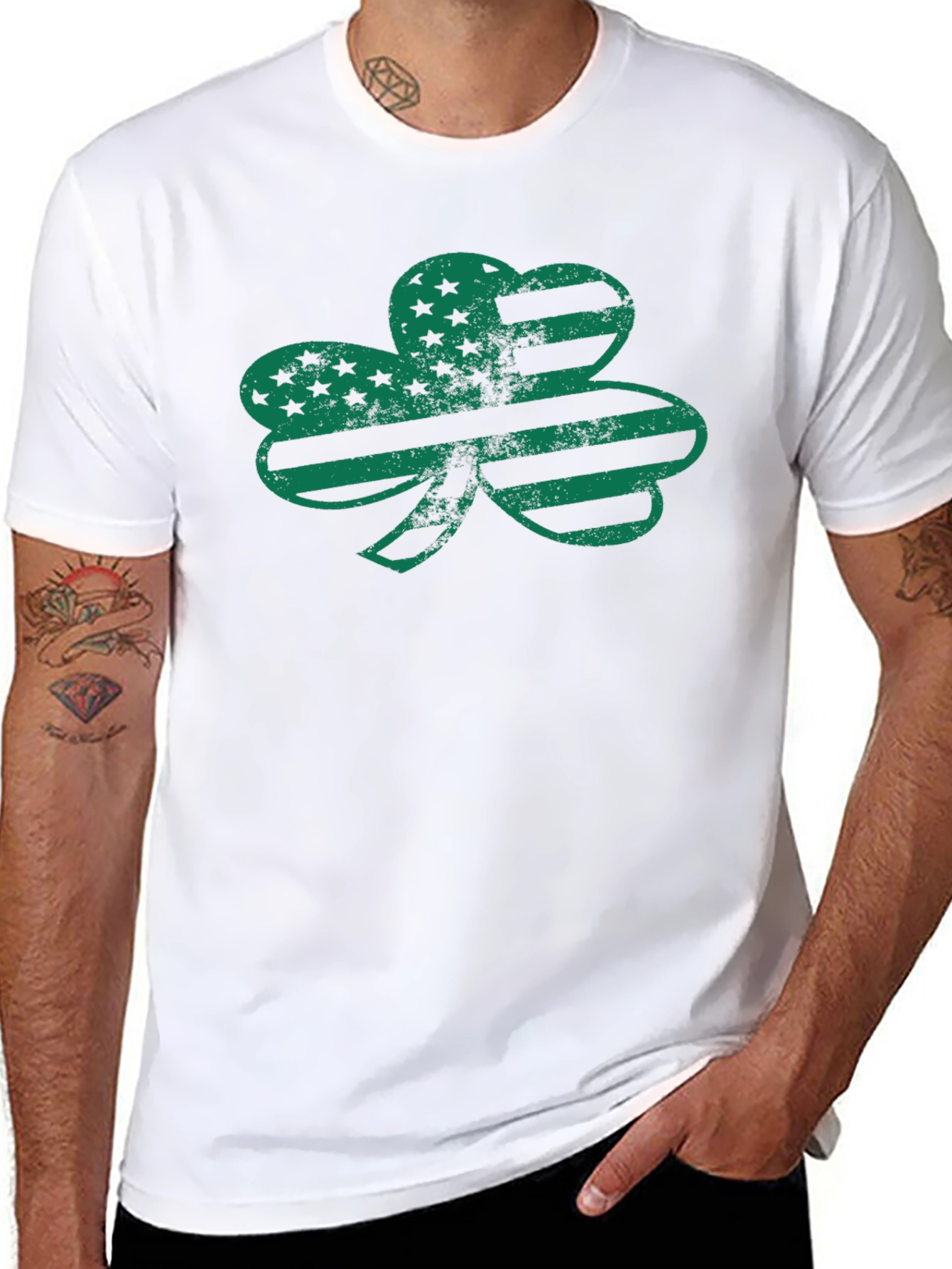 Patriotic Shamrock Graphic Tee - St. Patricks Day Shirt