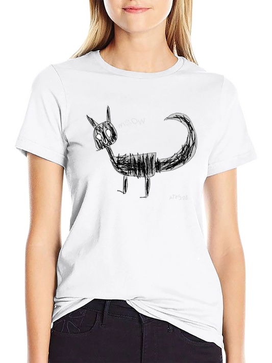 Sketchy Cat Graphic Tee - Black Unisex T-Shirt
