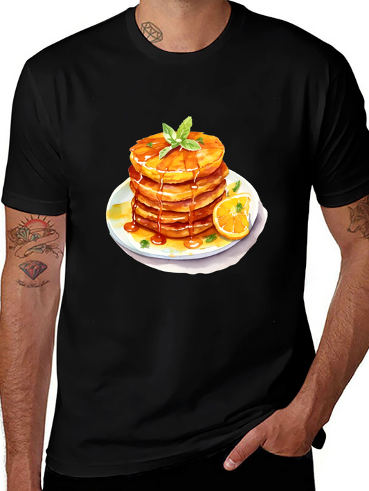 Pancake Stack Graphic Tee - Breakfast Lovers Black T-Shirt