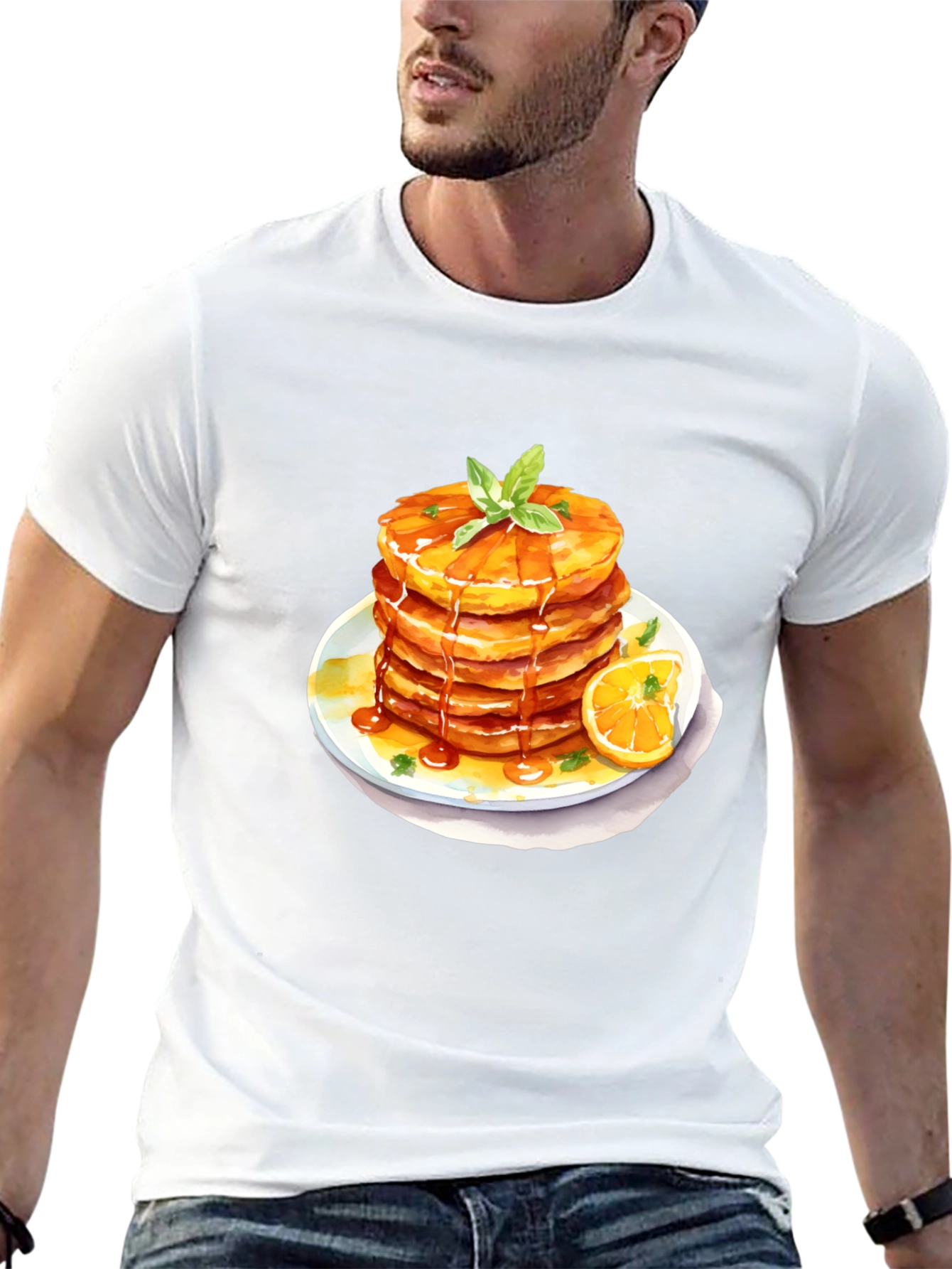 Pancake Stack Graphic Tee - Breakfast Lovers Black T-Shirt