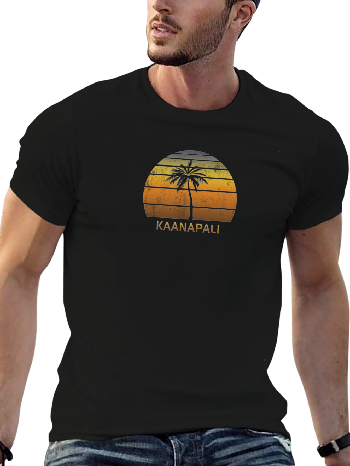 Kaanapali Palm Tree Sunset Graphic Tee - Black