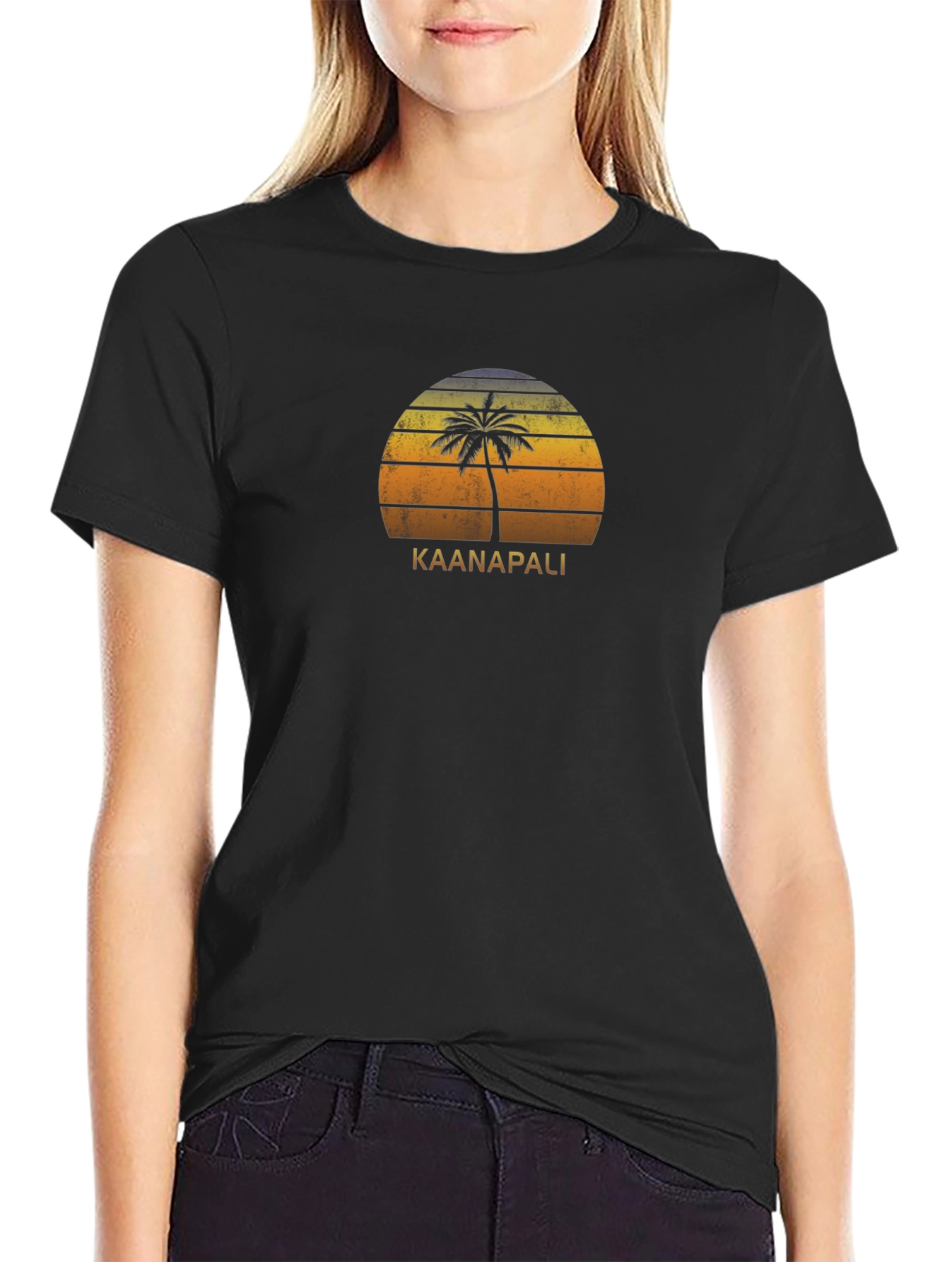 Kaanapali Palm Tree Sunset Graphic Tee - Black