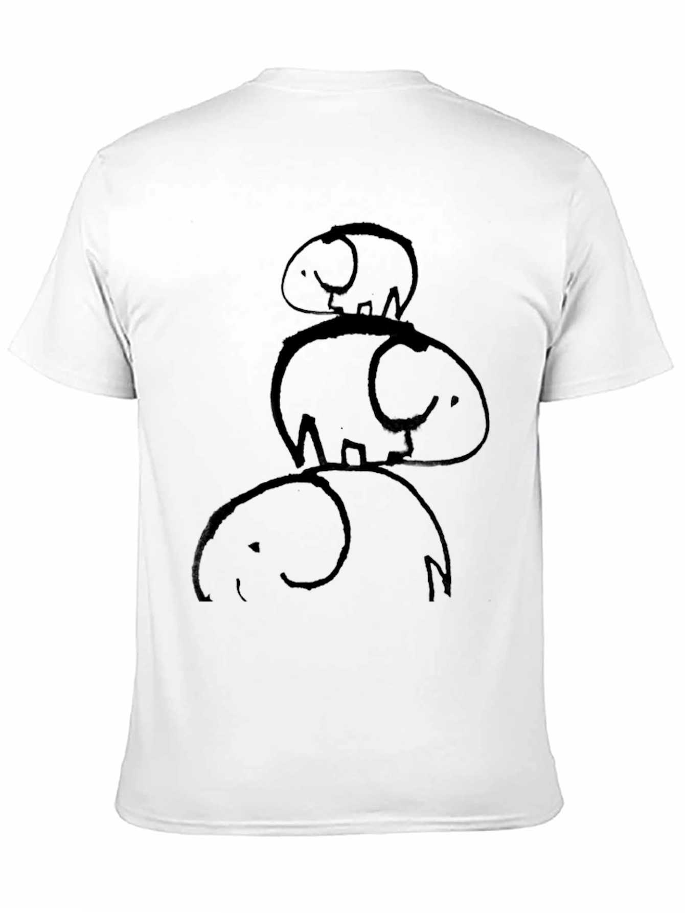 Stacked Elephants Graphic Tee - Black Cotton Casual Shirt