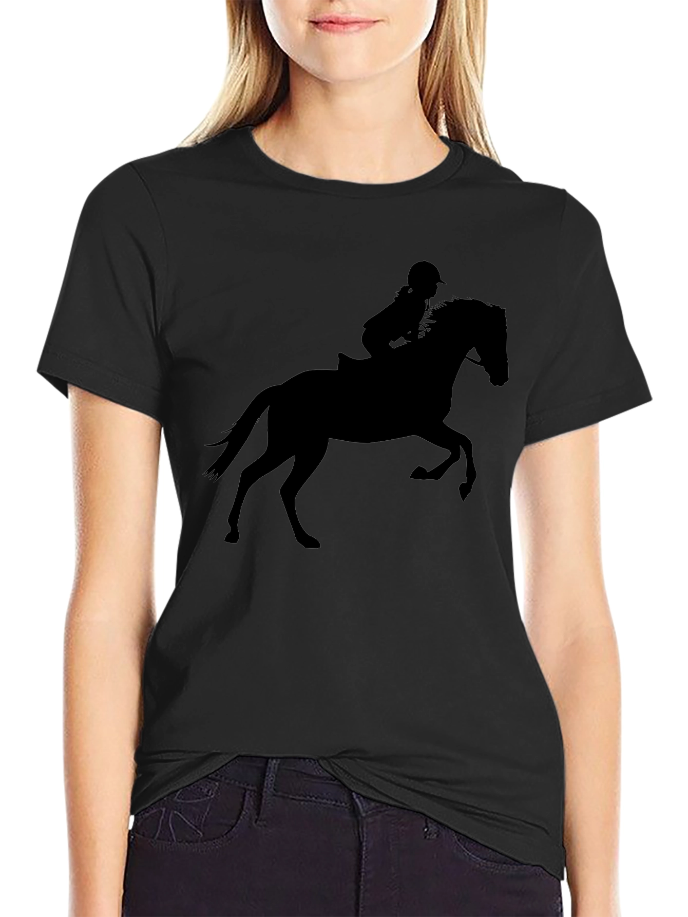 Equestrian Silhouette T-Shirt - Black Cotton Tee