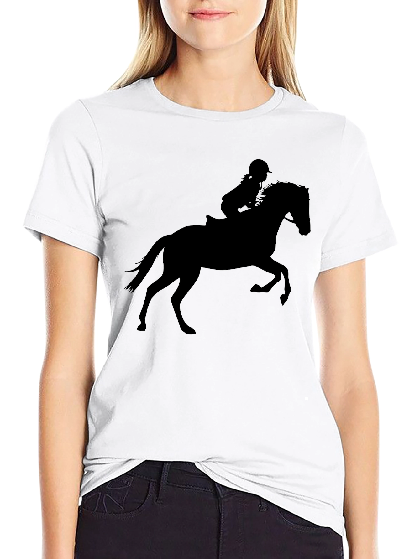 Equestrian Silhouette T-Shirt - Black Cotton Tee