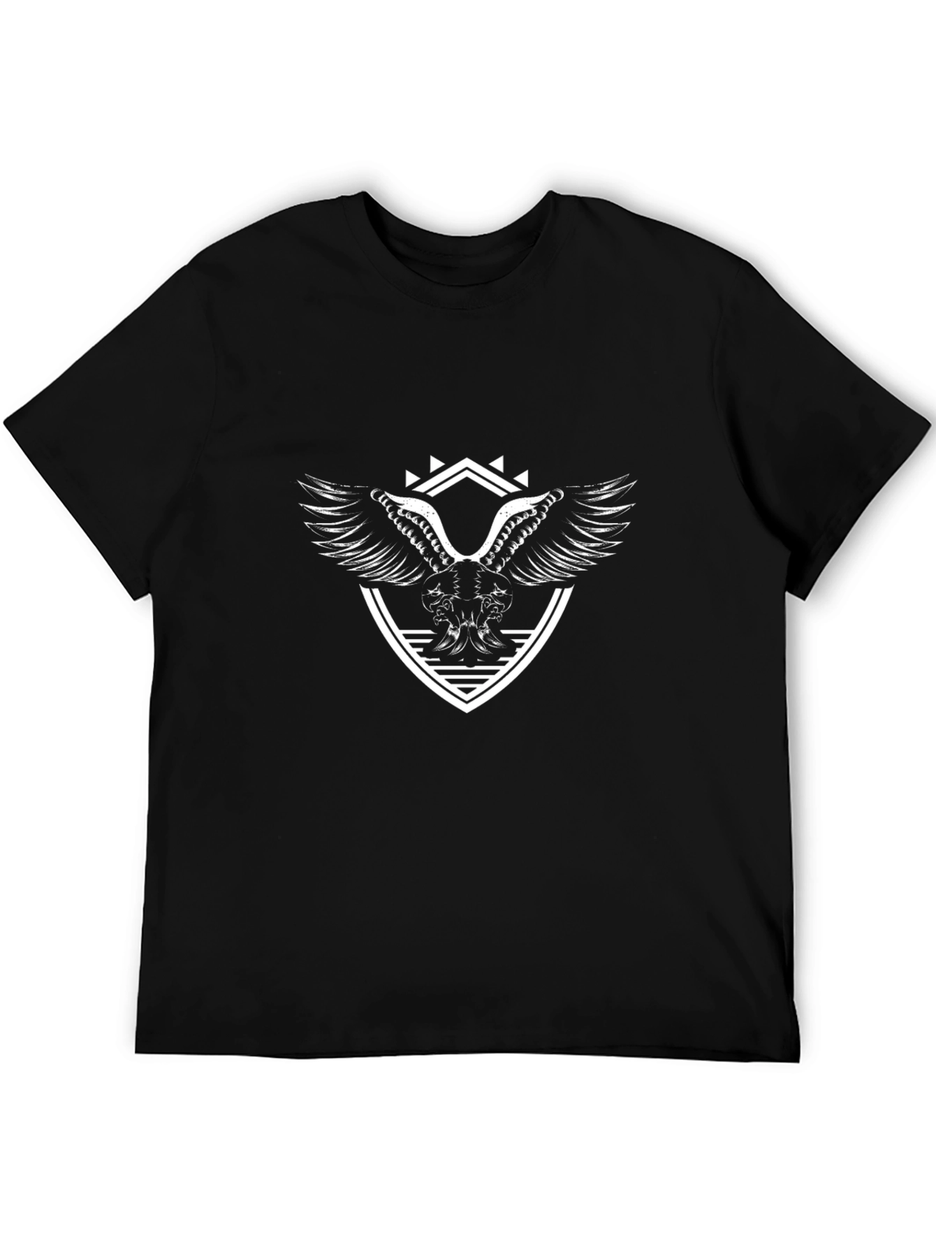 Black T-Shirt with Winged Crest Graphic