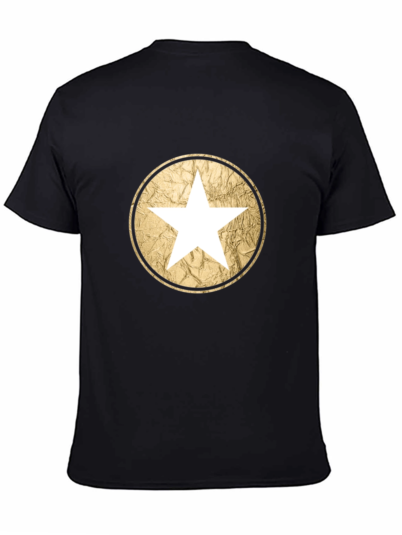 Star Circle Graphic Tee - Black Cotton Casual Wear